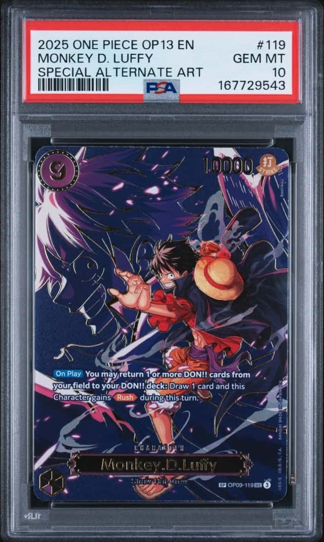 2025 ONE PIECE CARRYING ON HIS WILL SPECIAL ALT ART #119 MONKEY D. LUFFY PSA 10