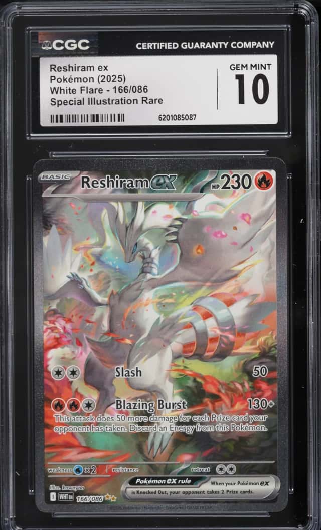 2025 Pokemon Scarlet & Violet White Flare SIR Reshiram EX #166 CGC 10 GEM MINT