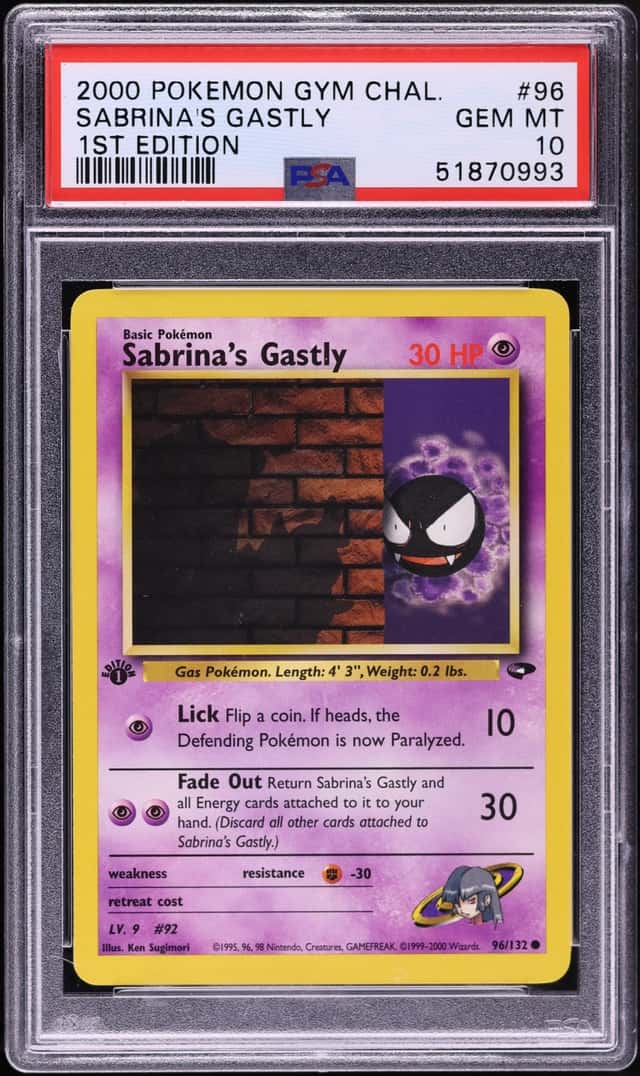 2000 Pokemon Gym Challenge 1st Edition Sabrina's Gastly #96 PSA 10 GEM MINT