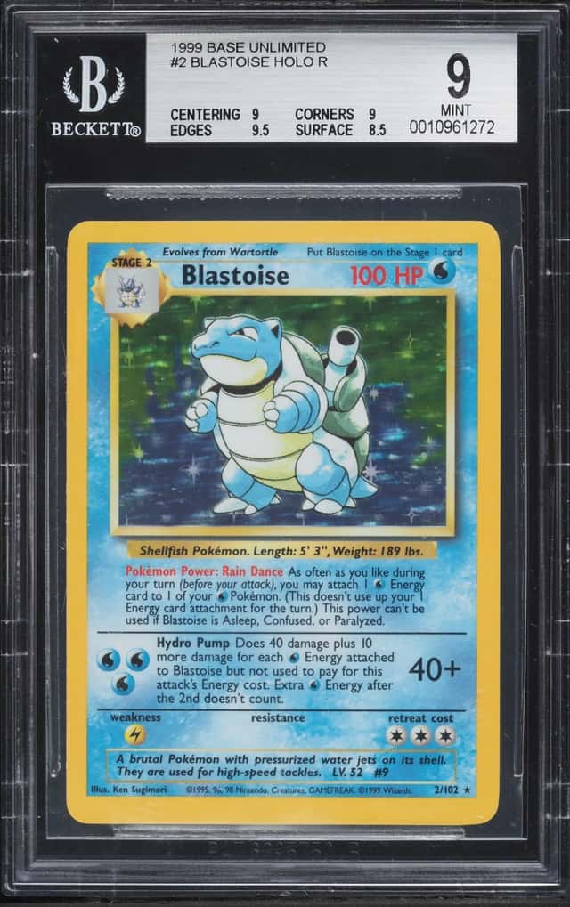 1999 Pokemon Base Set Holo Blastoise #2 BGS 9 MINT