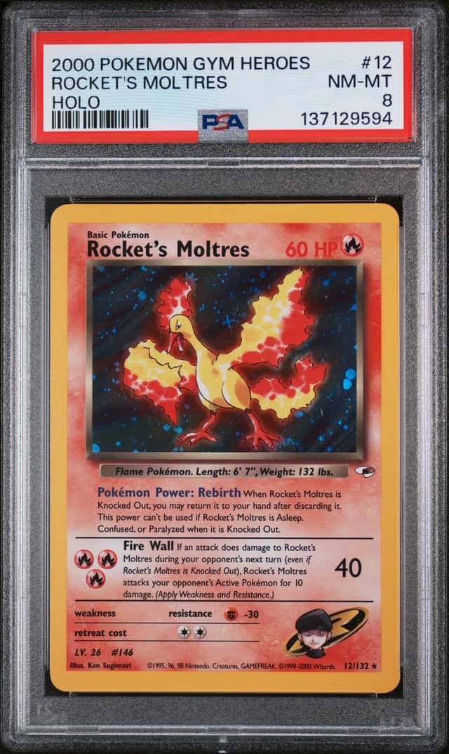 2000 Pokemon Gym Heroes Holo Rocket's Moltres #12