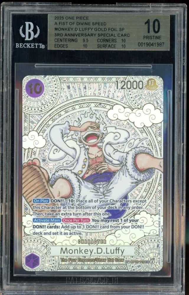 2025 ONE PIECE EN MONKEY D LUFFY 3RD ANNIVERSARY GOLD OP05-119 BGS 10 PRISTINE
