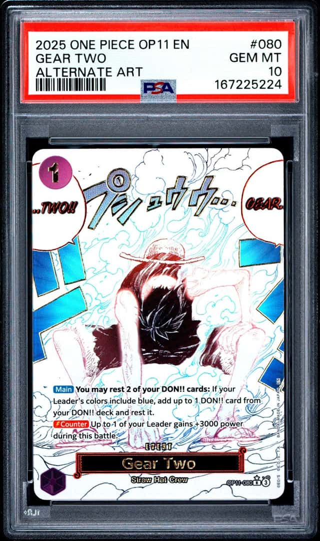 2025 One Piece OP11 En Alternate Art #080 Gear Two PSA 10 GEM MINT