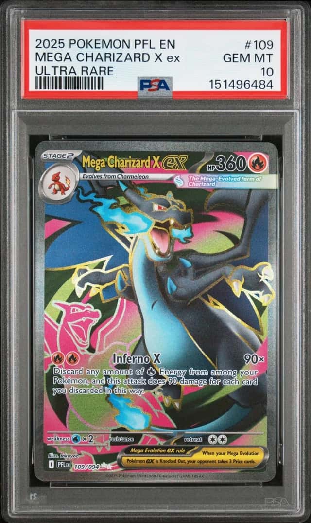 2025 POKEMON PFL EN-PHANTASMAL FLAMES ULTRA RARE #109 MEGA CHARIZARD X EX PSA 10