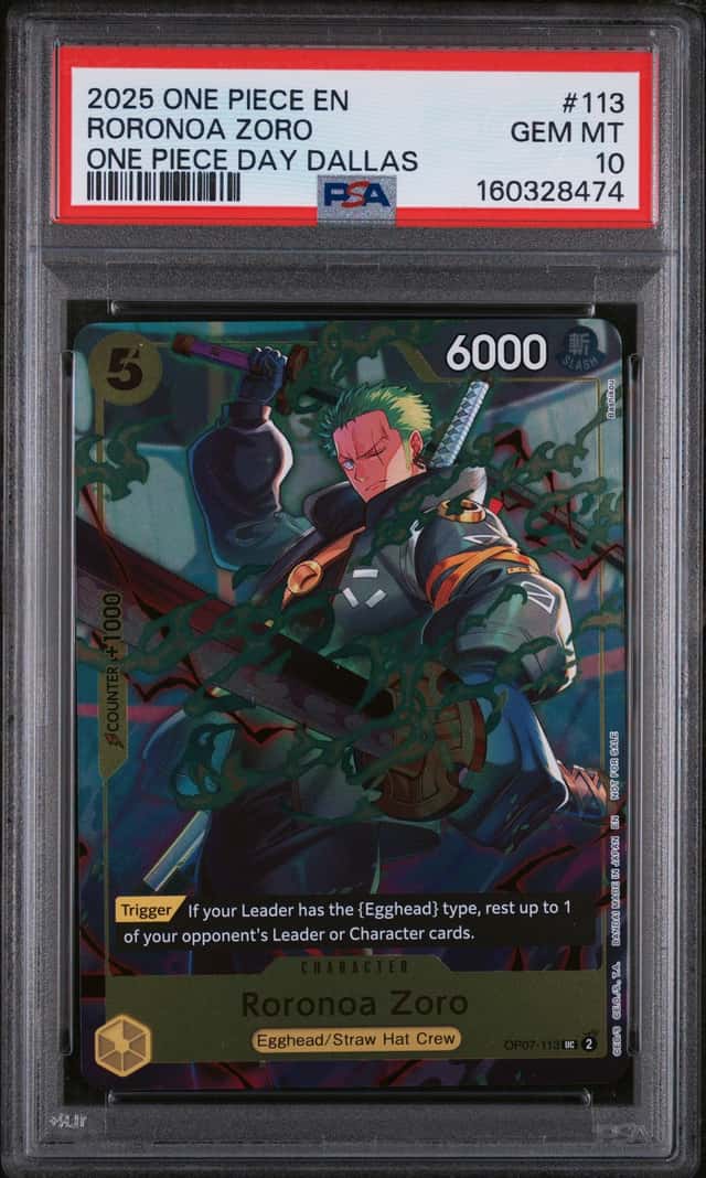 2025 ONE PIECE PROMOS ONE PIECE DAY DALLAS #113 RORONOA ZORO PSA 10