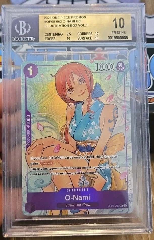 2025 ONE PIECE PROMOS ILLUSTRATION BOX VOL. 1 #OP05-062 O-NAMI BGS 10 Pristine