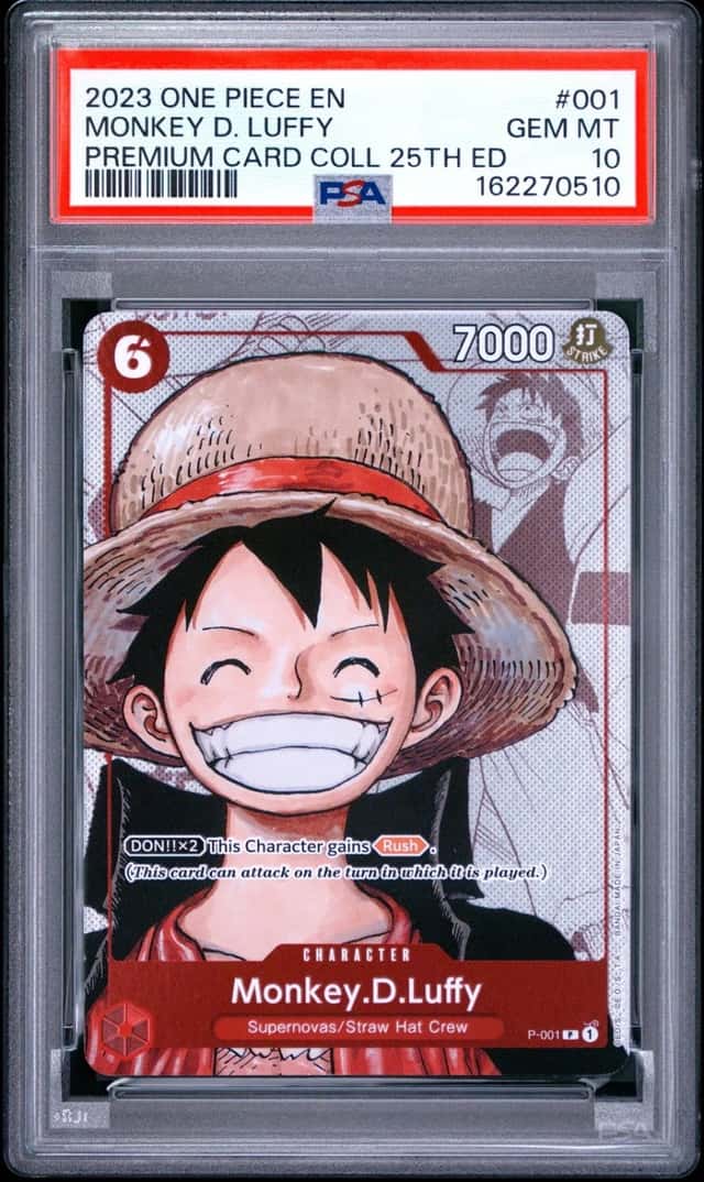 2023 ONE PIECE PREMIUM CARD COLLECTION 25TH EDITION #001 MONKEY D. LUFFY PSA 10