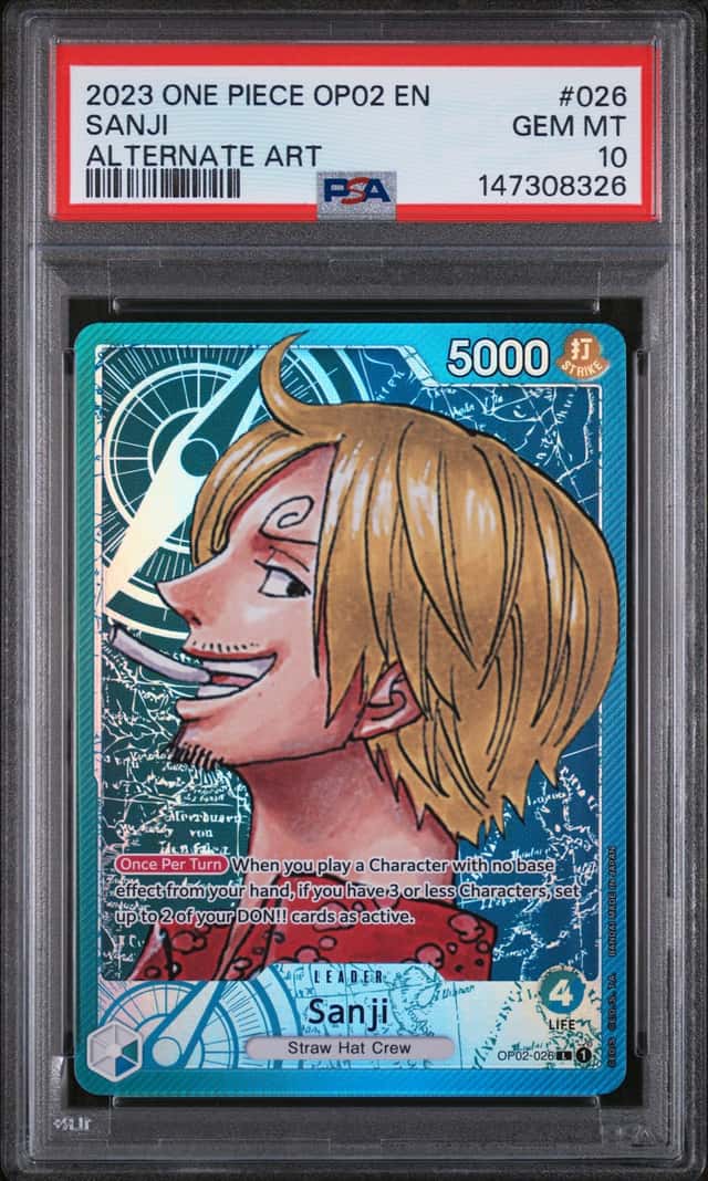 2023 One Piece Paramount War Sanji Alt Art Leader PSA 10 GEM MINT #OP02-026