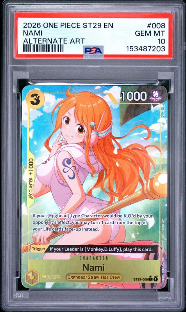 ONE PIECE NAMI 2026 STARTER DECK ST29-EGGHEAD #008 ALTERNATE ART PSA 10
