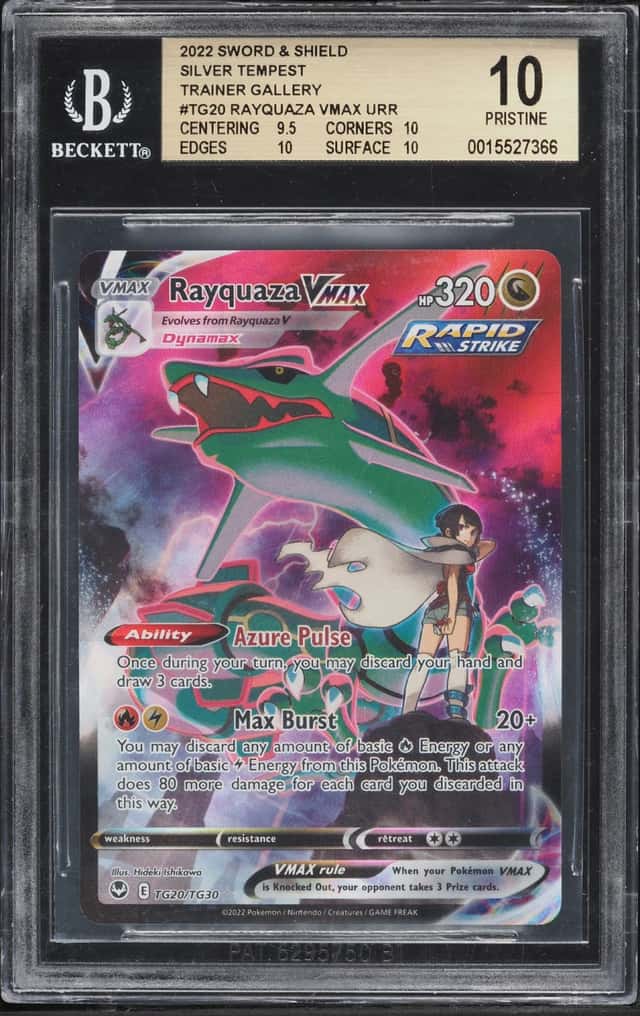 2022 Pokemon Sword & Shield Silver Tempest CHR Rayquaza VMAX #TG20 BGS 10 PRISTINE