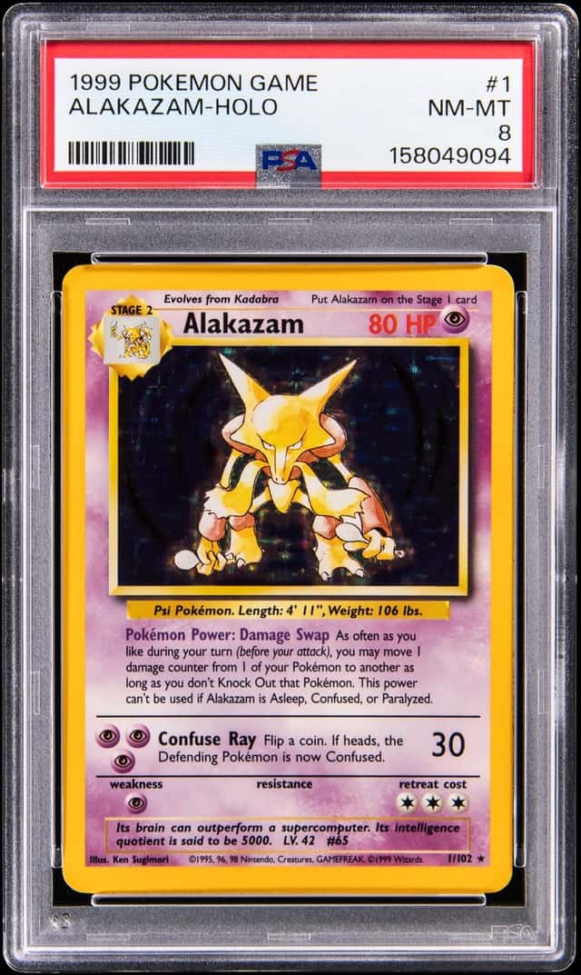 1999 Pokemon Base Set Holo #1 Alakazam - PSA NM-MT 8