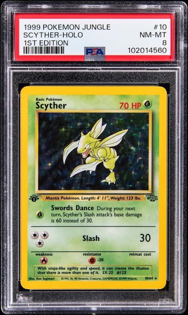 Pokemon Jungle 1st Edition Holo #10 Scyther - PSA NM-MT 8