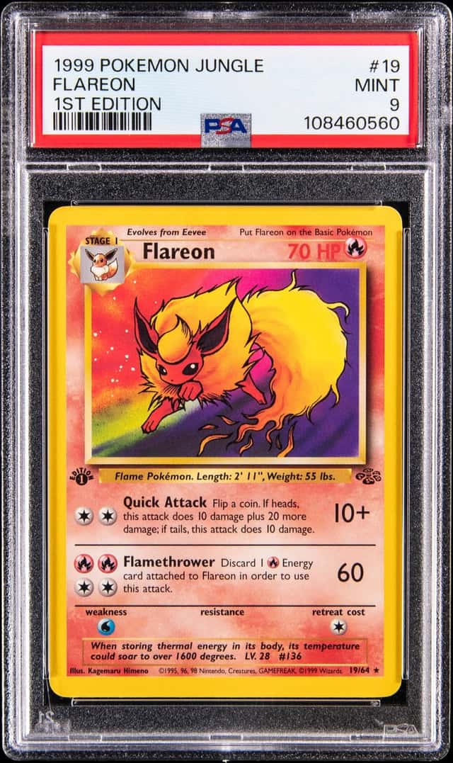 1999 Pokemon Jungle 1st Edition #19 Flareon - PSA MINT 9