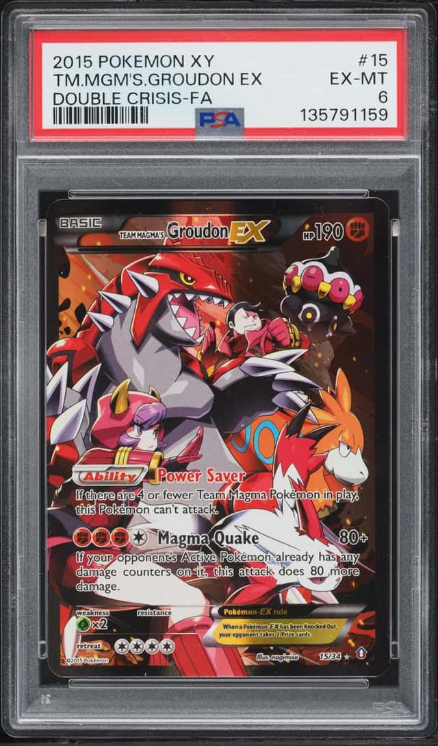 2015 Pokemon XY Double Crisis Full Art Team Magma's Groudon EX #15 PSA 6 EXMT