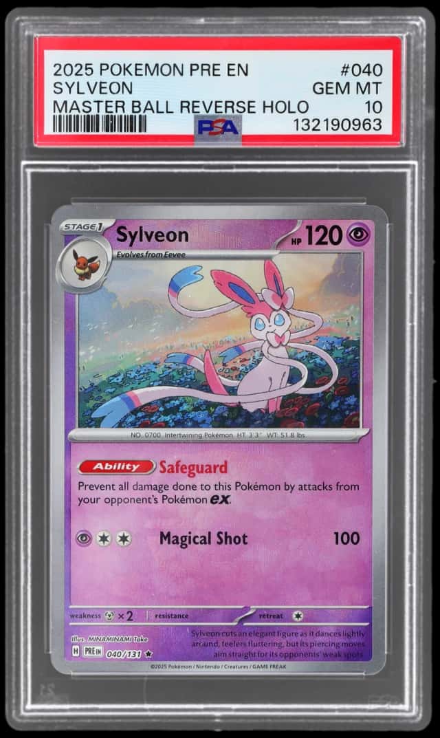 2025 Pokemon Scarlet and Violet Prismatic Evolutions Master Ball Reverse Holo Sylveon #40