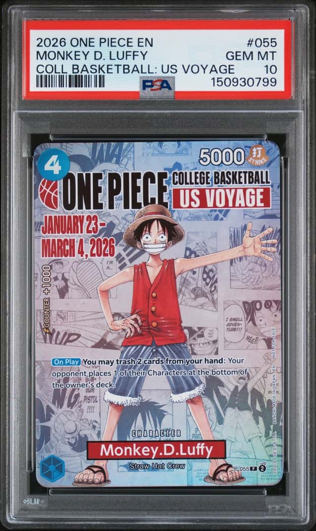 2024 One Piece Best Monkey D. Luffy College Basketball US Voyage #P-055 PSA 10