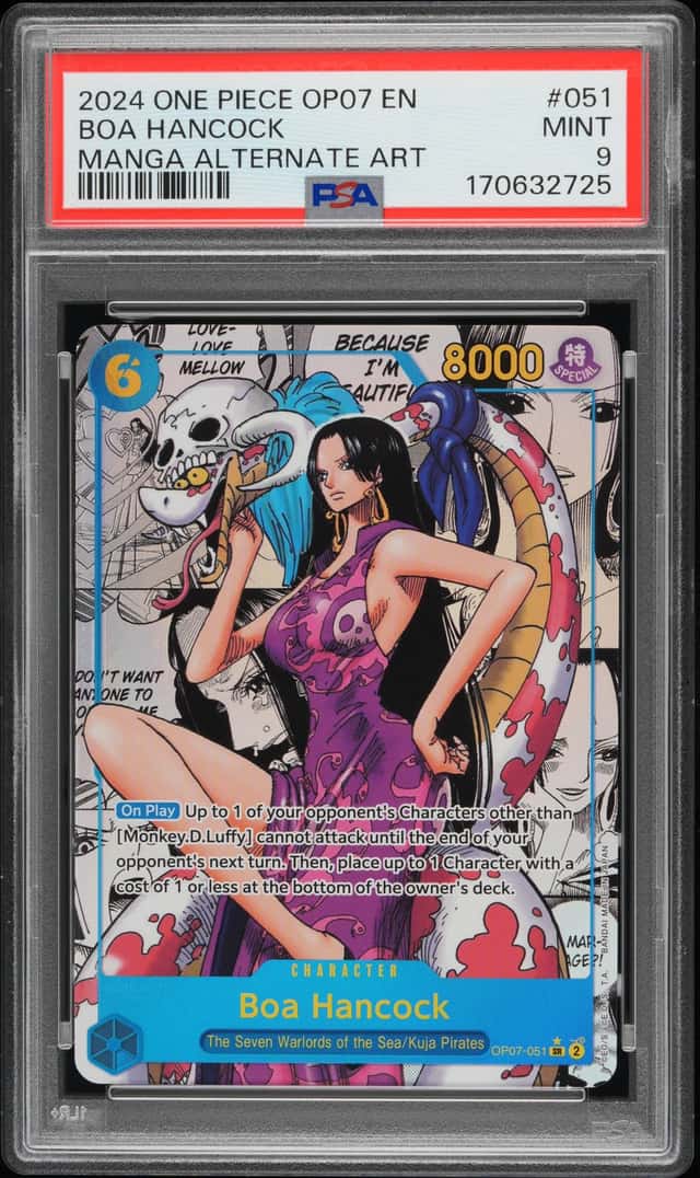 One Piece Boa Hancock Manga Alt Art OP07-051 500 Years English Mint PSA 9