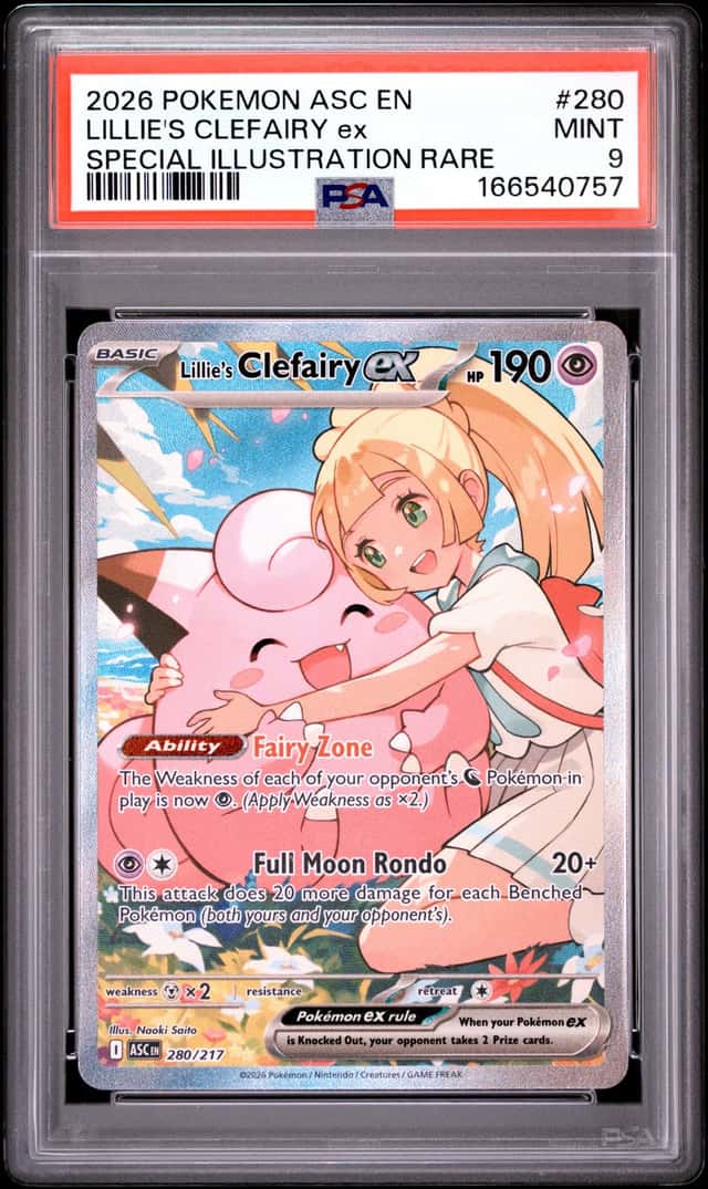 Pokemon Lillie's Clefairy ex #280 Ascended Heroes PSA 9