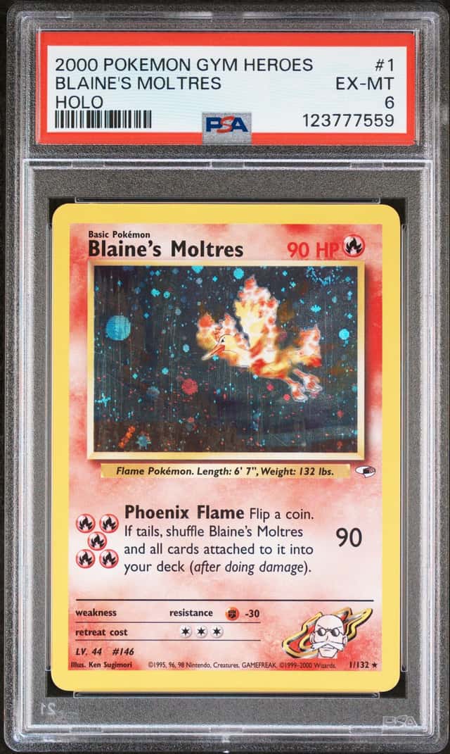 2000 Pokemon Gym Heroes Blaine's Moltres Holo #001/132 PSA 6