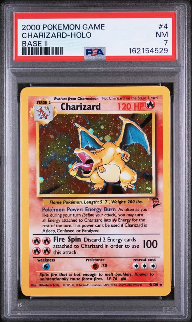 2000 POKEMON BASE II 2 CHARIZARD #4/130 RARE HOLO FOIL PSA 7