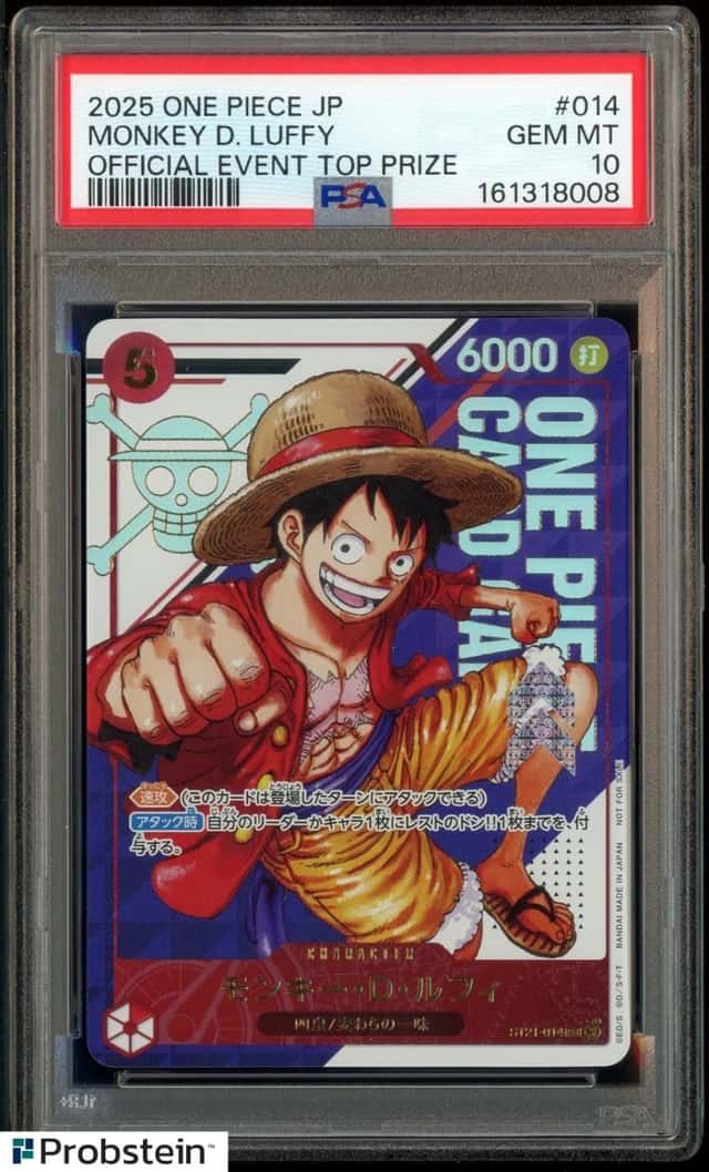 2025 One Piece JPN Official Event Top Prize #014 Monkey D. Luffy PSA 10 GEM MINT