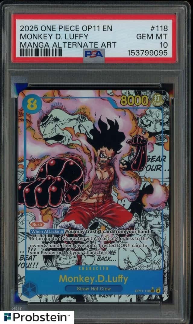 2025 One Piece OP11 En Manga Alternate Art #118 Monkey D. Luffy PSA 10 GEM MINT