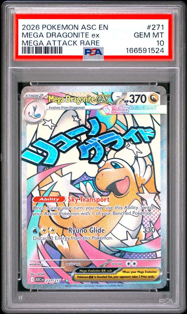 2026 POKEMON ASCENDED HEROES MEGA ATTACK RARE #271 MEGA DRAGONITE EX PSA 10