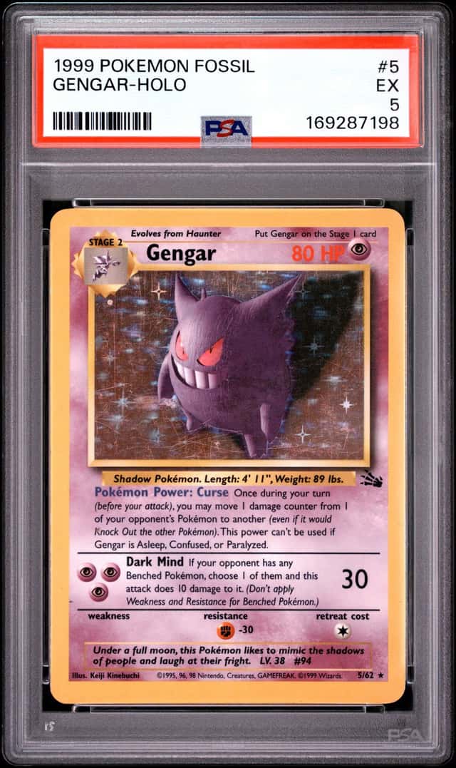 1999 POKEMON FOSSIL #5 GENGAR-HOLO PSA 5