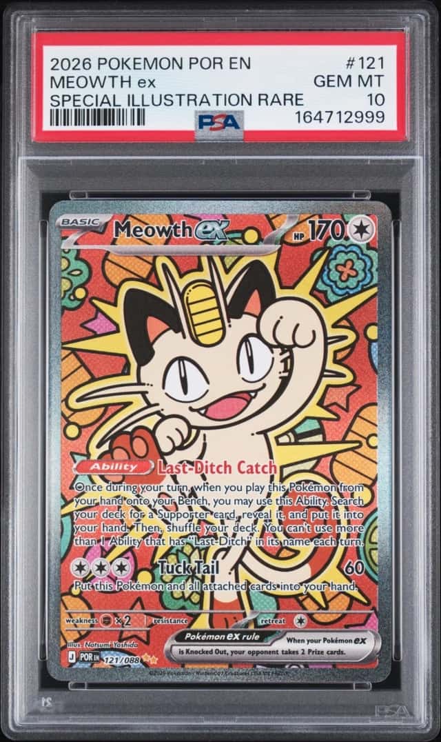 2026 POKEMON POR EN-PERFECT ORDER SPECIAL ILLUSTRATION RARE MEOWTH EX PSA 10
