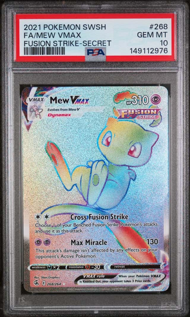 2021 Pokemon SWSH Fusion Strike MEW VMAX #268 Secret Rare Rainbow FA PSA 10