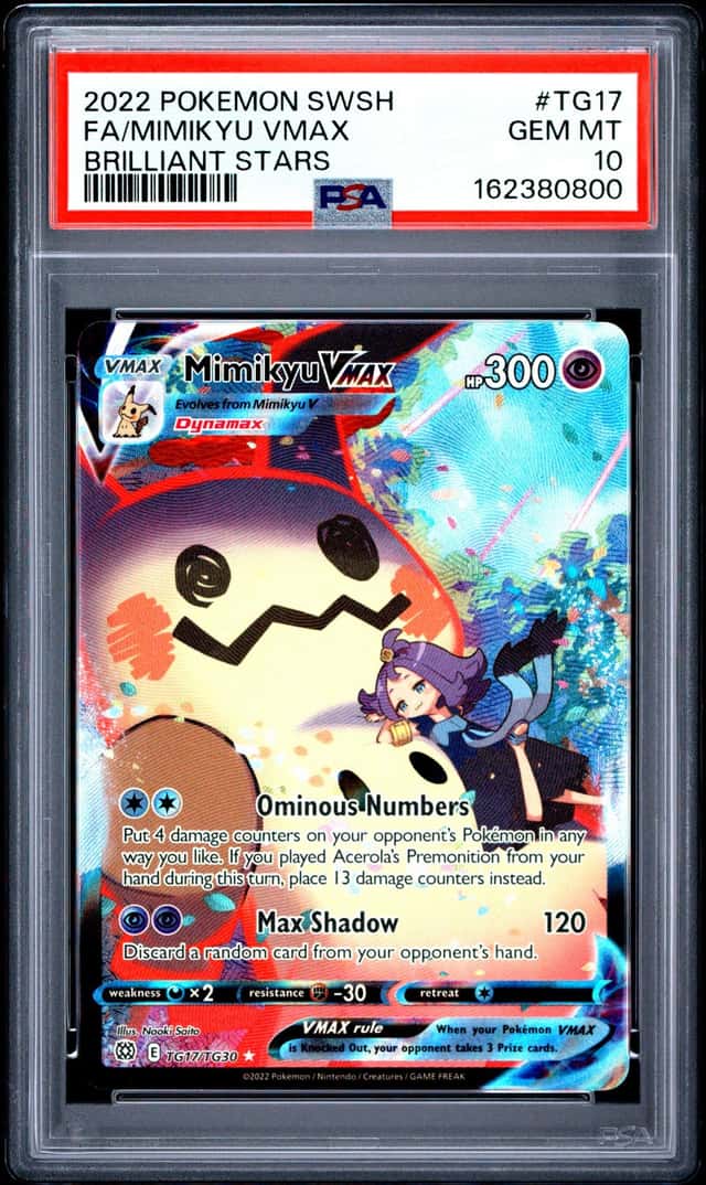 2022 POKEMON SWORD & SHIELD BRILLIANT STARS #TG17 FULL ART/MIMIKYU VMAX PSA 10