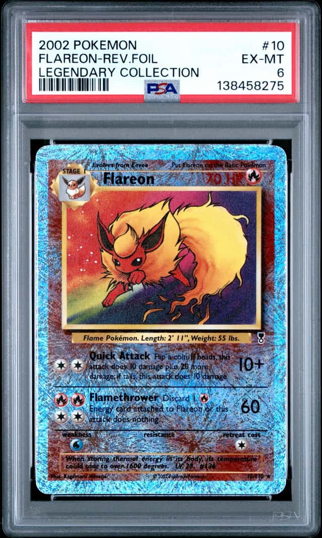 Flareon 2002 Pokemon Legendary Collection #10 Reverse Holo PSA 6