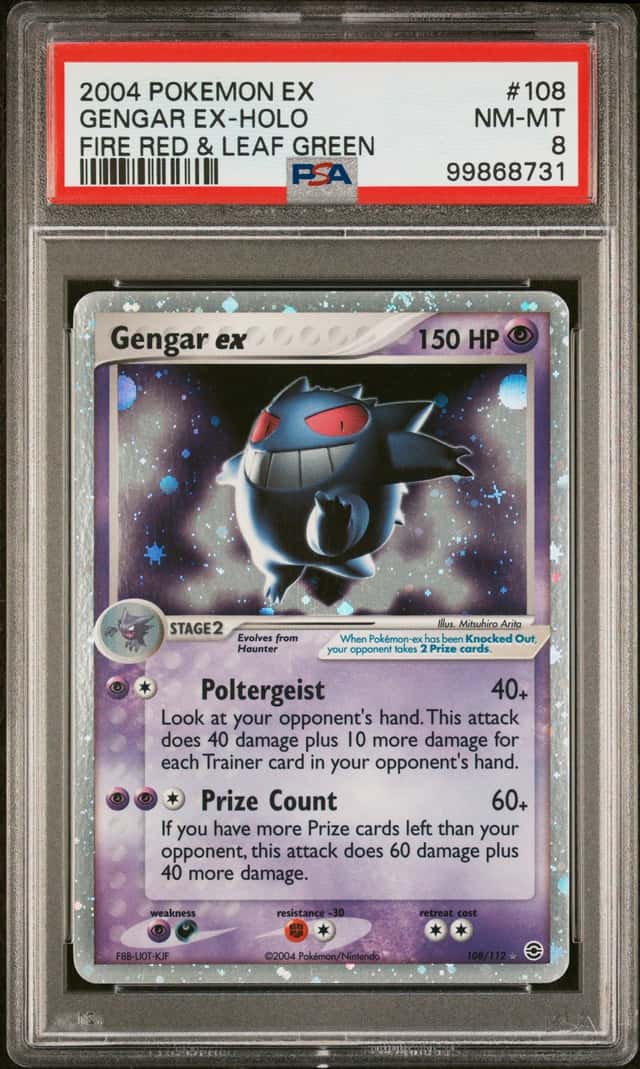 2004 POKEMON EX FIRE RED & LEAF GREEN #108 GENGAR EX-HOLO PSA 8