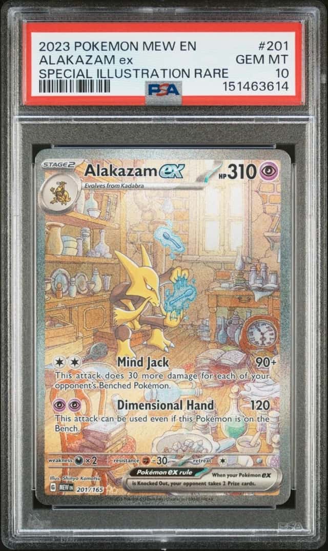 POKEMON ALAKAZAM ex 2023 MEW EN-151 #201 SP ILLUSTRATION RARE PSA 10