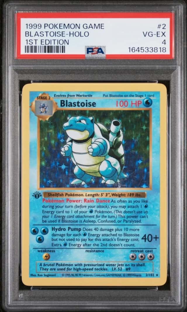 1999 POKEMON BASE SET 1ST EDITION #2 BLASTOISE-HOLO PSA 4
