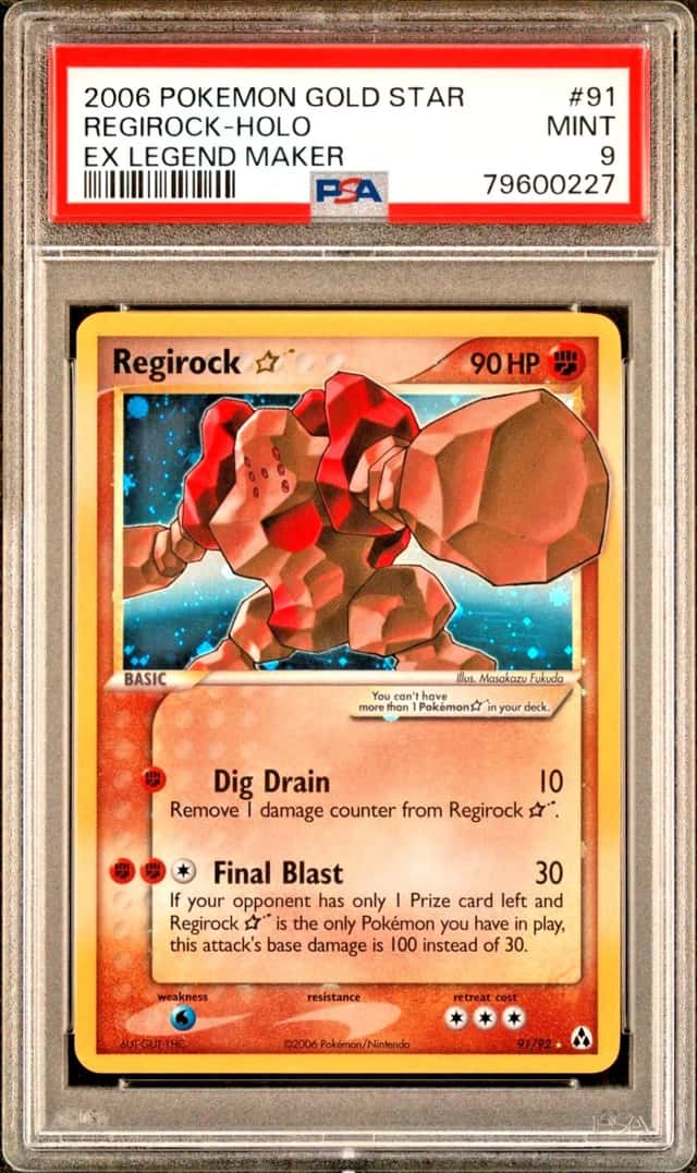 2006 POKEMON EX REGIROCK GOLD STAR HOLO LEGEND MAKER #91 PSA 9