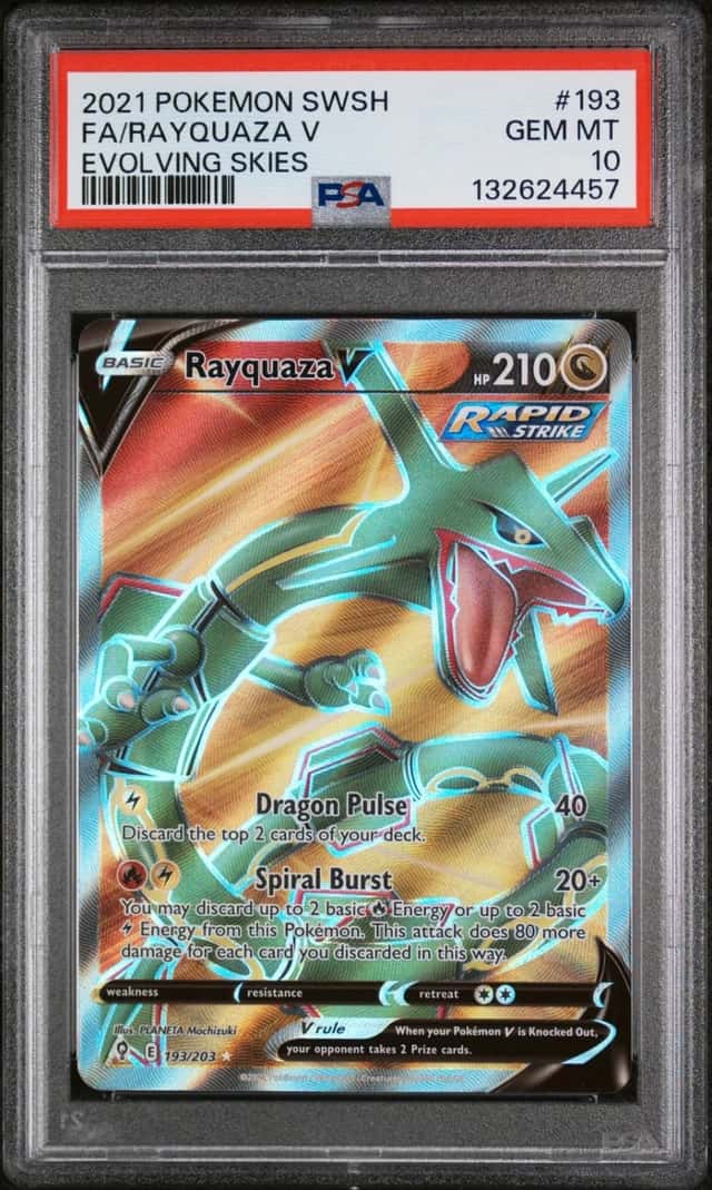 2021 Pokemon SWSH Evolving Skies Rayquaza V Full Art Alternate #193/203 PSA 10