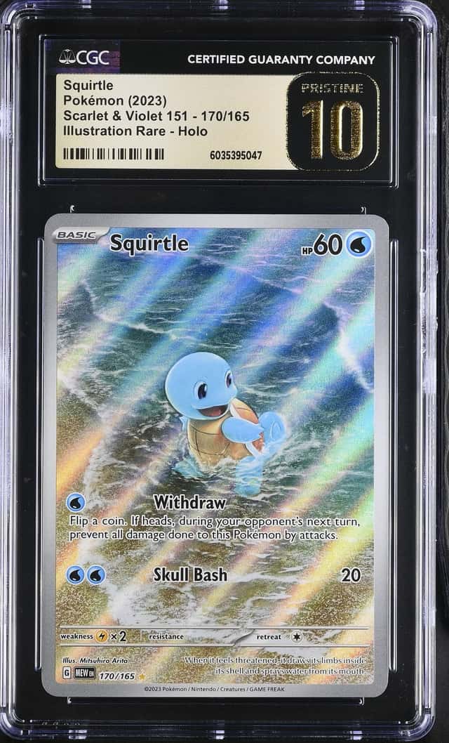 Pokemon Pristine CGC 10 Squirtle 170/165 IR Scarlet Violet 151 Holo ENG 2023