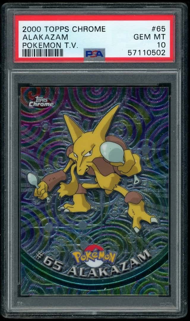 2000 TOPPS CHROME ALAKAZAM POKEMON T.V. #65 PSA 10