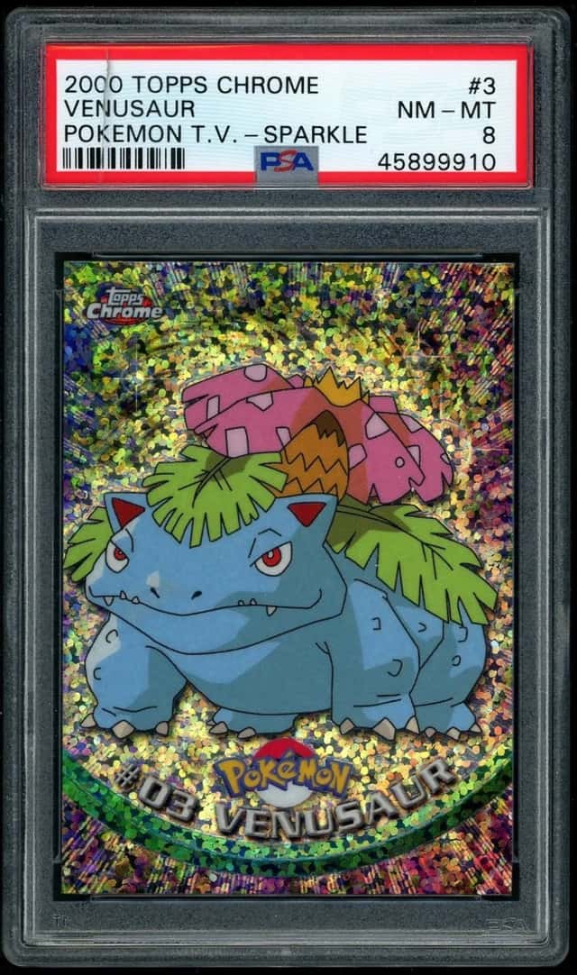 2000 TOPPS CHROME VENUSAUR POKEMON T.V.-SPARKLE #3 PSA 8