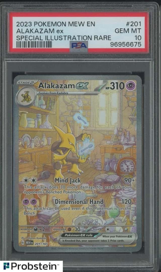 2023 POKEMON MEW EN-151 SPECIAL ILLUSTRATION RARE #201 ALAKAZAM EX PSA 10