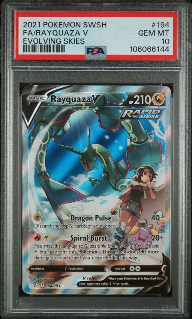 2021 Pokemon SWSH Evolving Skies Rayquaza V Full Art Ultra Rare #194/203 PSA 10