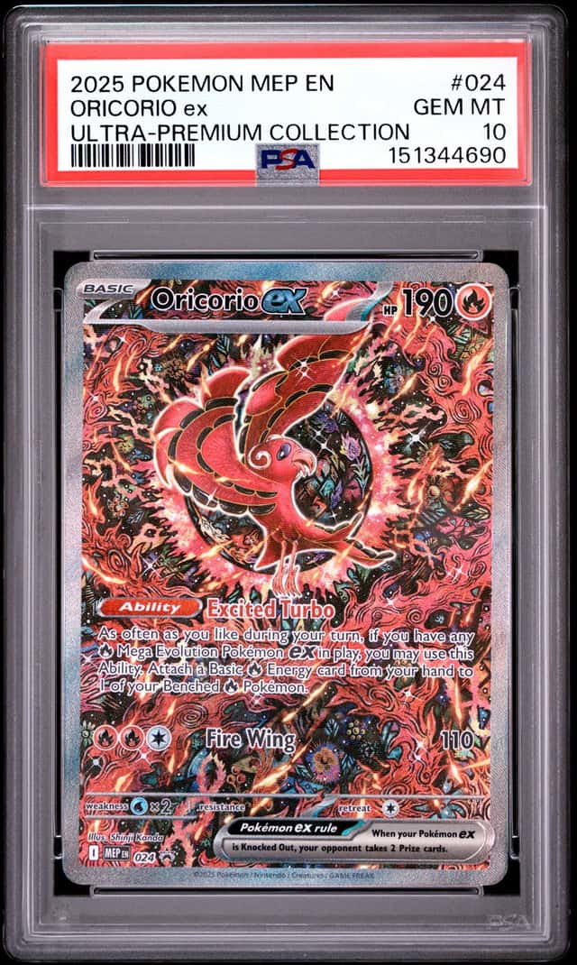 Pokemon 2025 Oricorio ex 024 Full Art Mega Evolution UPC Promo GEM MINT PSA 10