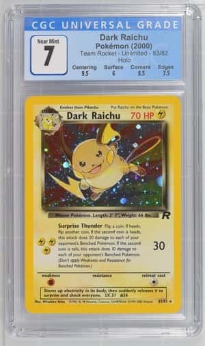 DARK RAICHU CGC 7 2000 POKEMON TEAM ROCKET UNLIMITED #83/82 HOLO 4036