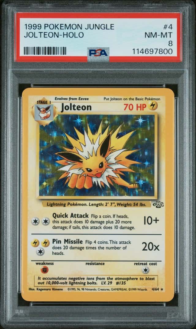 1999 POKEMON JUNGLE #4 JOLTEON-HOLO PSA 8