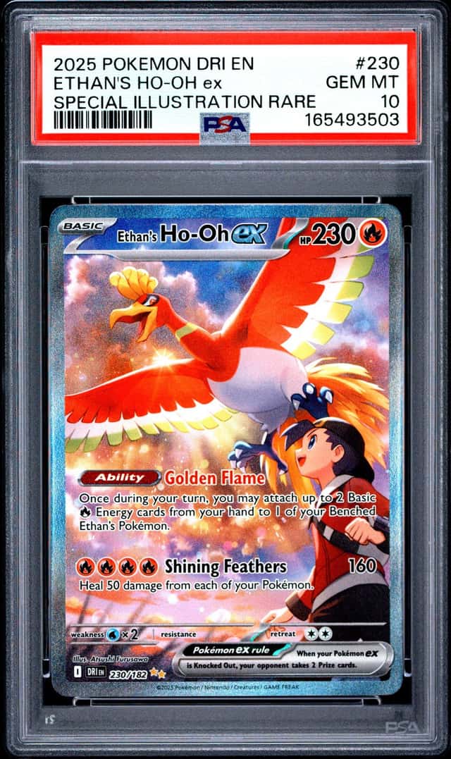 2025 POKEMON DESTINED RIVALS SPECIAL ILLUSTRATION RARE ETHAN'S HO-OH EX PSA 10