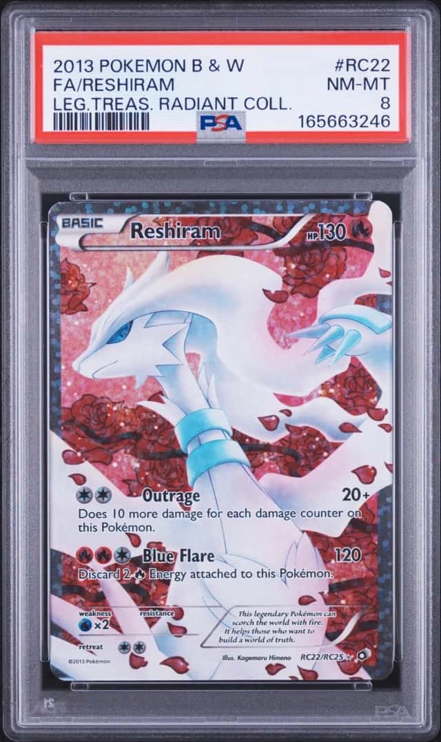 2013 POKEMON BW LEGENDARY TREASURES RADIANT COLLECTION FULL ART/RESHIRAM PSA 8