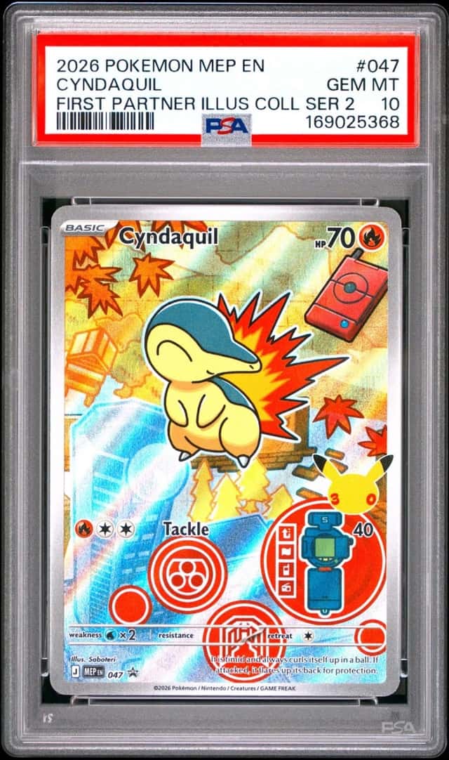 2026 POKEMON MEP FIRST PARTNER ILLUSTRATION COLLECTION #047 CYNDAQUIL PSA 10