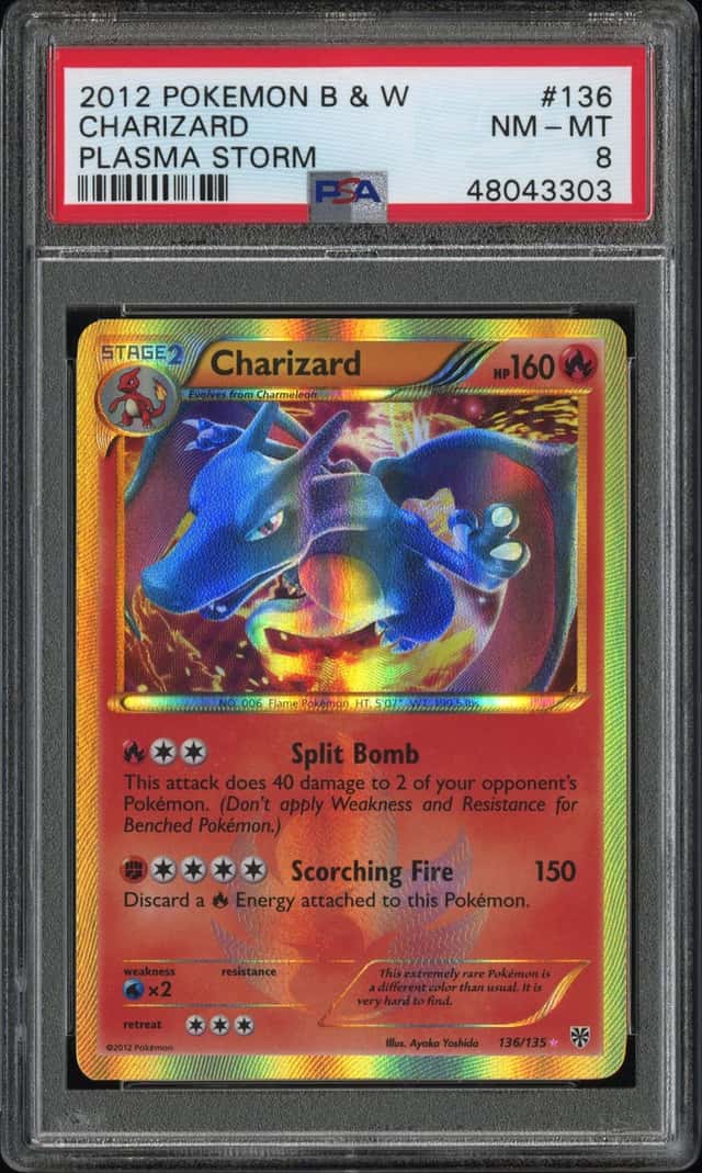 2012 Pokemon Black & White Charizard Plasma Storm #136/135 PSA 8