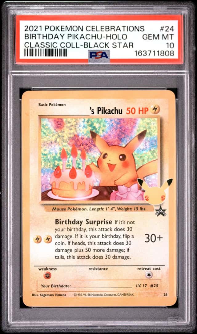 Pokemon Birthday Pikachu Holo Celebrations Classic Coll. 24 PSA 10 Gem Mint